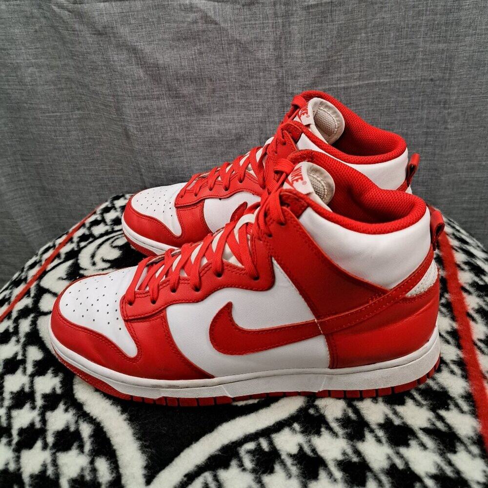 %Size 9.5 Nike Dunk High Championship White University Red Men DD1399-106 / A 25